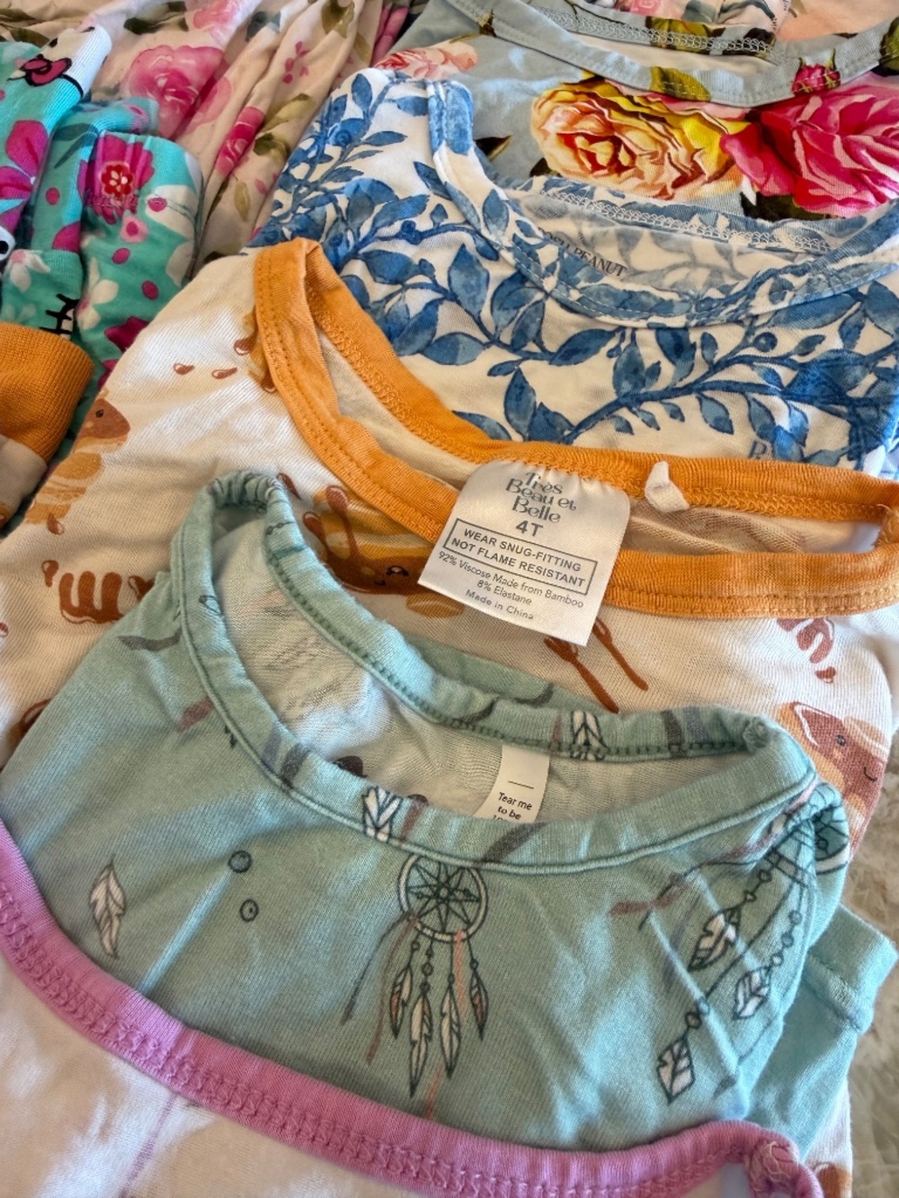 3T/4T Bamboo Pajama Play Clothes Lot Super Soft Posh Bums & Roses Kyte Kickee - Picture 3 of 11
